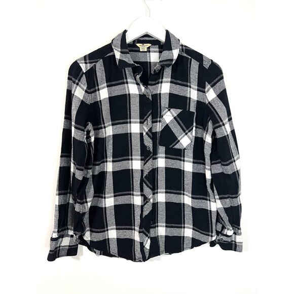 Woolrich Black/White Long Sleeve Button Down Flannel Plaid Warm Thick Size M - Picture 1 of 6